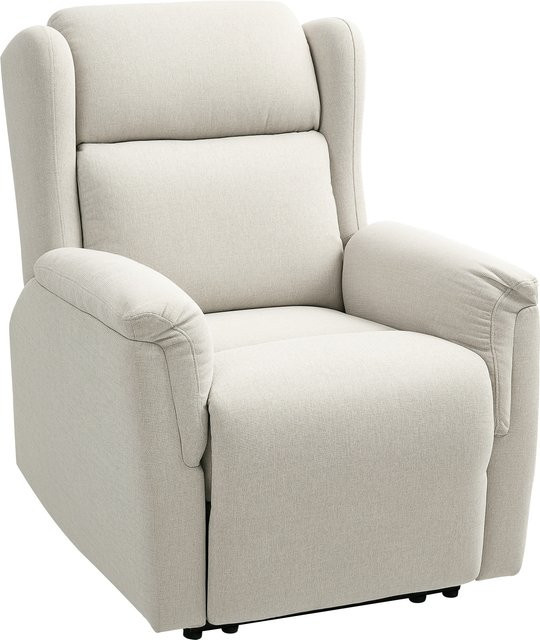 HOMCOM Relaxsessel mit Liegefunktion in Beige, gepolsterter Fernsehsessel mit Taschenfederkern und Metallrahmen für Wohnzimmer und Schlafzimmer - Bild 1