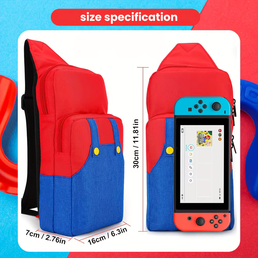 Nintendo Switch Schultertasche im Switch-Design mit Einzelschultergurt, rot/mehrfarbig - Bild 4