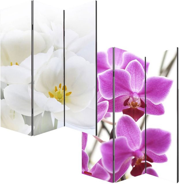 Foto-Paravent Raumteiler Spanische Wand Bagheria mit Orchideen-Motiv, Farbe: Multicolour/Weiß, H x B: 180 x 120 cm - Bild 1