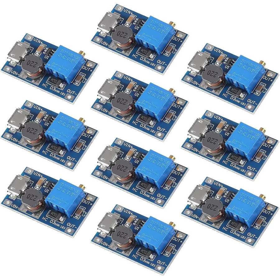 10 Stück AOKIN MT3608 Step Up Modul Einstellbarer DC-DC Boost Converter mit Micro USB und USB-C Anschluss, Blau, 2V-24V zu 5V-28V 2A - Bild 3