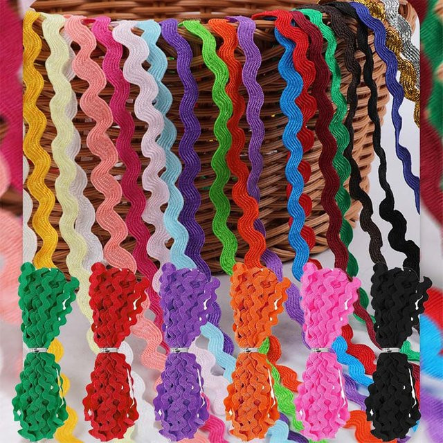 Buntes wellenförmiges Fransenband in Pink und Multicolour, 25 Meter, 5 mm Breite für Nähen und DIY-Projekte - Bild 1