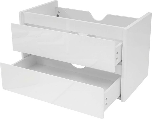 Waschbeckenunterschrank MCW-B19 in Weiß mit Hochglanz-Finish und Soft-Close, B/T/H: 80 x 50 x 47 cm - Bild 1