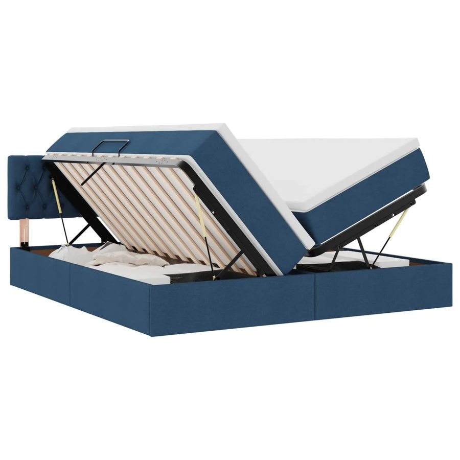 vidaXL Bett mit Kopfteil und LED-Unterbettbeleuchtung in Blau, B/T: 180 x 200 cm - Bild 2