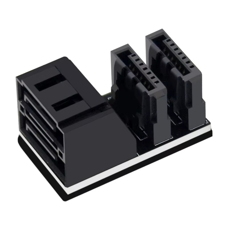 OULLX Doppel SATA 7Pin Buchse auf 7Pin Stecker, 90 und 180 Grad abgewinkelt, Netzteil Konverter für Mainboard und PC, Schwarz - Bild 4