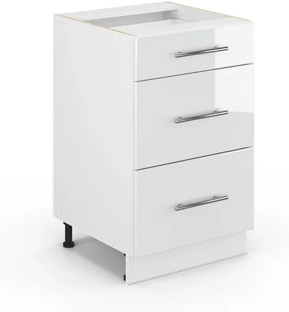 Vicco Küchenunterschrank Fame-Line Weiß Hochglanz ohne Arbeitsplatte Breite: 50 cm - Bild 1