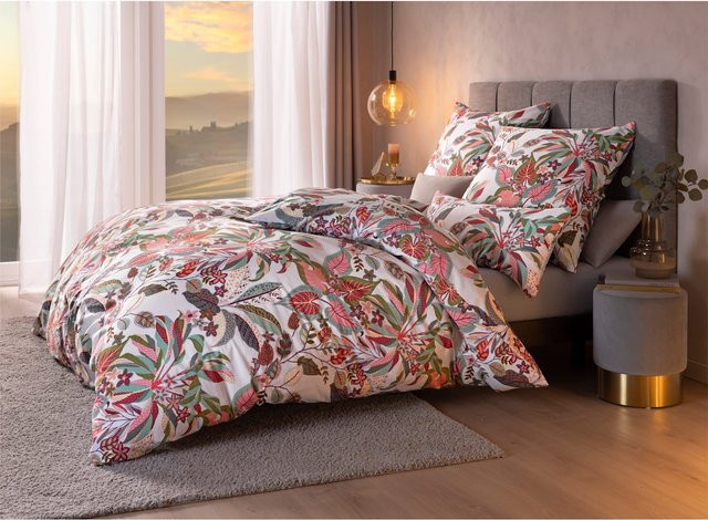 Irisette Bettwäsche Floral Blätter mit Reißverschluss aus 100% Baumwolle, Multicolor (Terra, Salbei), B/H: 135 x 200 cm - Bild 1