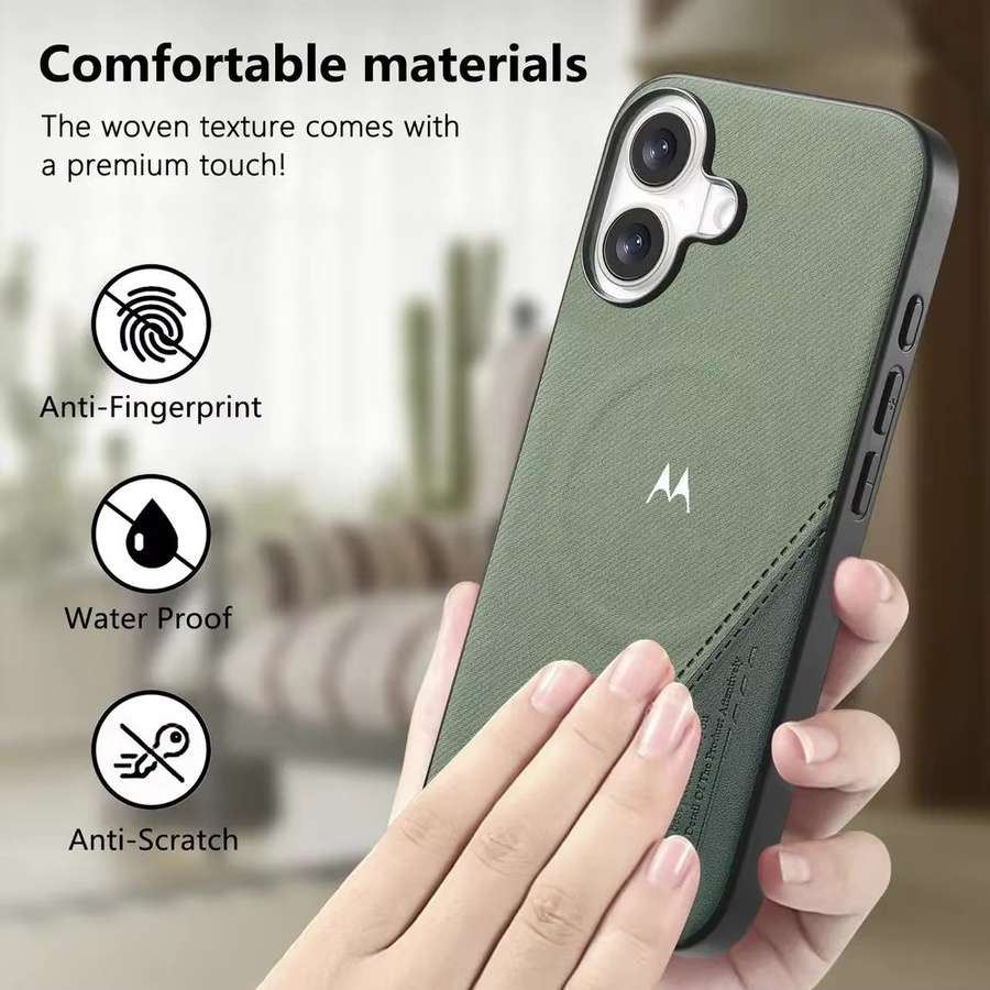 Luxuriöse geflochtene Leder-Magnethülle für Motorola Moto Signature Edge 70 Ultra Fusion+ 60 Pro 50 Neo G87/77/67/17 Power G86 G56/66J/Y Cover in Grün - Bild 4