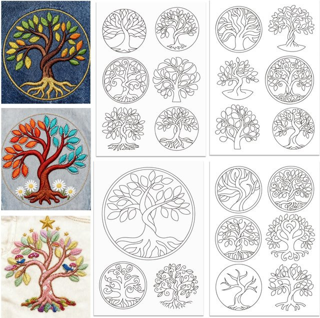 Wasserlösliche Stickerstabilisatoren mit 4-Blatt-Baum des Lebens Design für Stickprojekte und DIY-Anwendungen - Bild 1