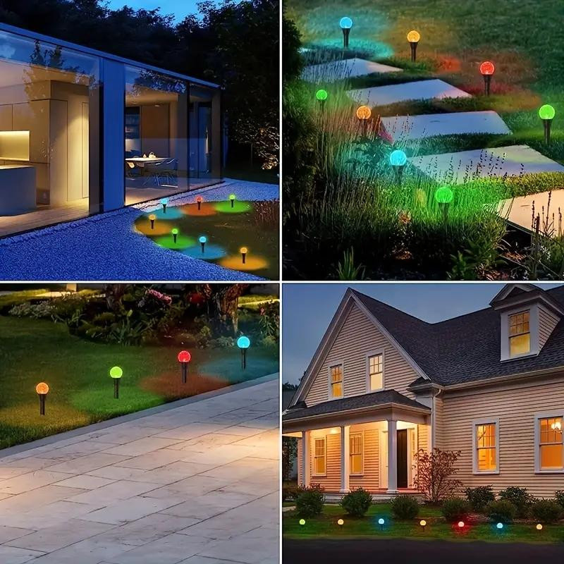 YWZT BEIMT Factory Solar Outdoor Bubbles Rasenlampe Set mit 20 LED in Warmweiß und Multicolour, IP65 Wasserdicht, Dekorative Solar-Pfahllichter für Garten und Hof - Bild 9