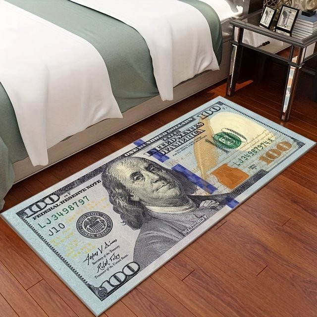 VIKAMA Läufer Teppich mit Dollar Bill Design, wetterfest, Mehrfarbig, B/T: 60 x 40 cm - Bild 1