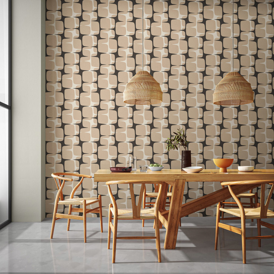 Scion Tapete Going Lohko in Powder/Liquorice mit abstraktem geometrischem Design aus Vlies - Bild 1