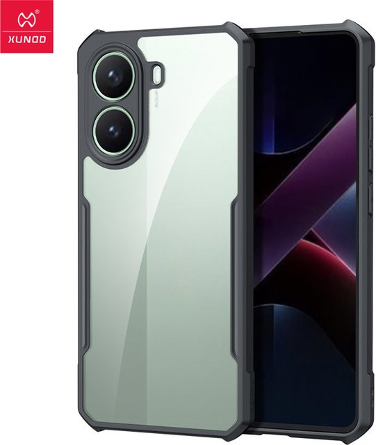 Xundd Schutzhülle für POCO X7 Pro, transparente stoßfeste PC-Schutzhülle mit Kameraschutz und TPU-Rahmen, Schwarz - Bild 1