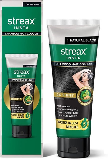 Streax Insta Shampoo Haarfarbe Naturschwarz, 200 ml, Unisex - Bild 1