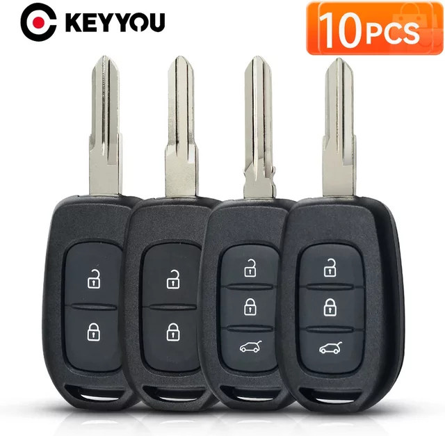KEYYOU 10er Set Auto Fernbedienung Schlüssel Gehäuse für Renault Duster Sandero Logan Clio Captur Laguna Scenic, Farbe: Schwarz - Bild 1