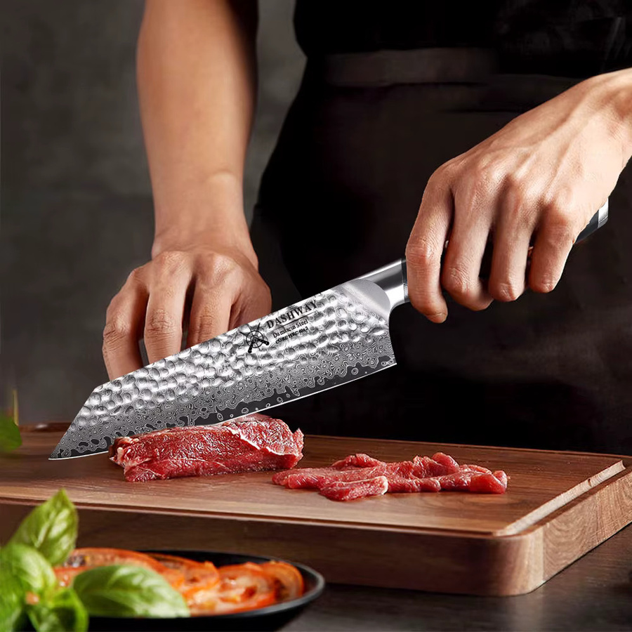 DASHWAY Japanisches Bunka-Messer aus Damaszener Stahl, 6 Zoll Kiritsuke Chefmesser in Schwarz für Fleisch, Obst und Allzweckgebrauch - Bild 3