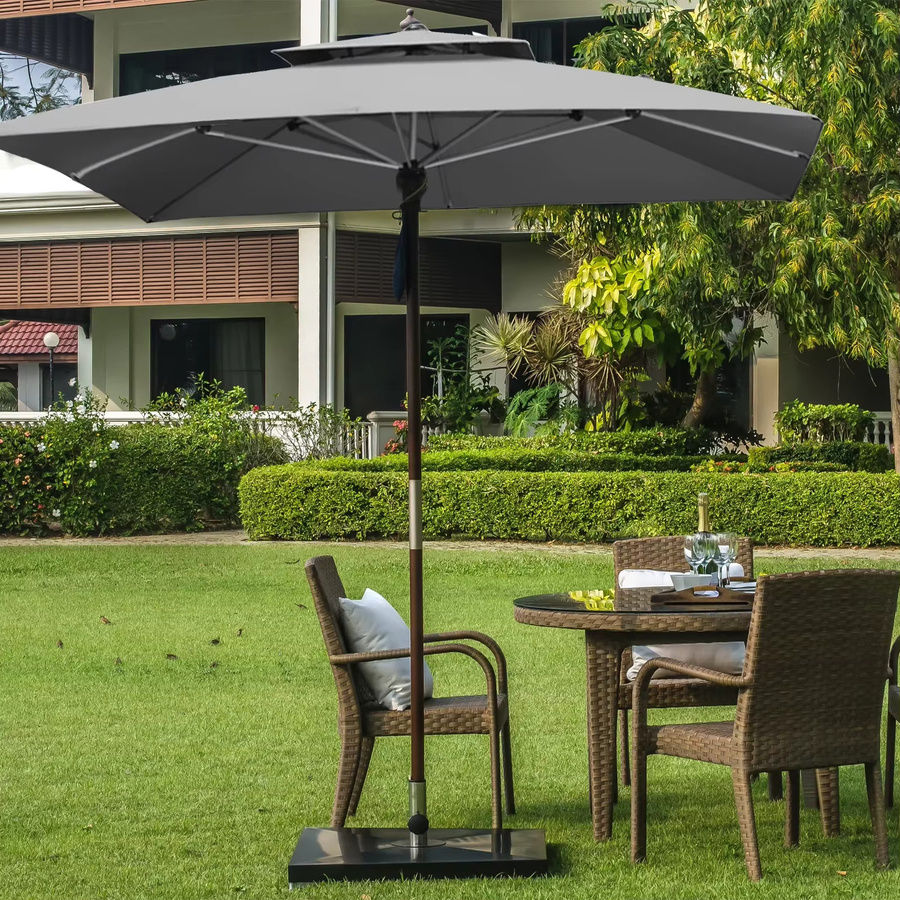 Ersatz-Regenschirmoberfläche aus Polyester für Double Top Outdoor-Sonnenschirm und römische Regenschirme, Grau, Breite: 2,9 m, Breite: 2,9 m - Bild 3