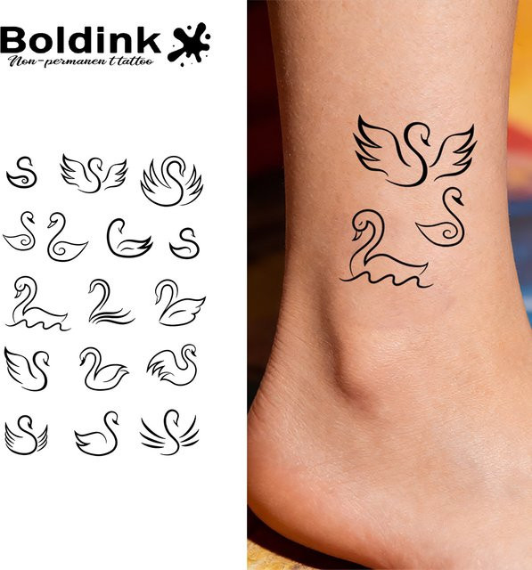BOLDINK Tattoo-Aufkleber Schwanenmotiv, Unisex - Bild 1
