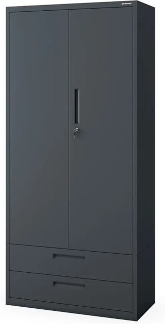 JAN NOWAK Metallschrank MEGAN mit Doppel-Schublade und Türen, Anthrazit, H: 195 cm, B: 90 cm, T: 40 cm - Bild 1