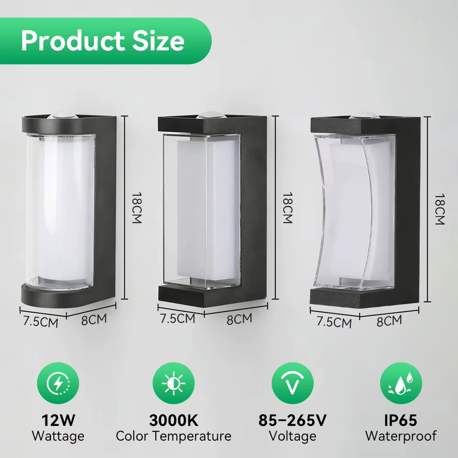 LANGYUE LED Wandleuchte Up-Down in Schwarz, moderne Außen- und Innenbeleuchtung mit IP65 Wasserschutz, 12 W, Rechteckig, B/T/H: 18,0 x 8,0 x 7,5 cm - Bild 3