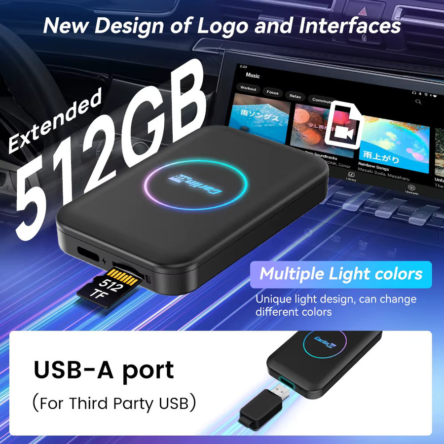 CarlinKit Android TV Box Lite CarPlay AI Box für OEM-Autos 3-in-1 Kabelloses CarPlay und Android Auto Multimedia-Streaming-Box in Schwarz mit 2G+32G - Bild 5