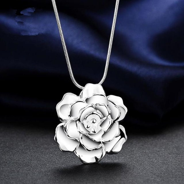 Wucifang Jewelry Halskette, 925 Silber, Blume Anhänger, 65 cm, Damen - Bild 1