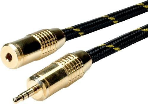Roline Audio Verlängerungskabel 3,5 mm Klinke auf 3,5 mm Klinke, Schwarz/Gold, Länge: 5,00 m - Bild 1