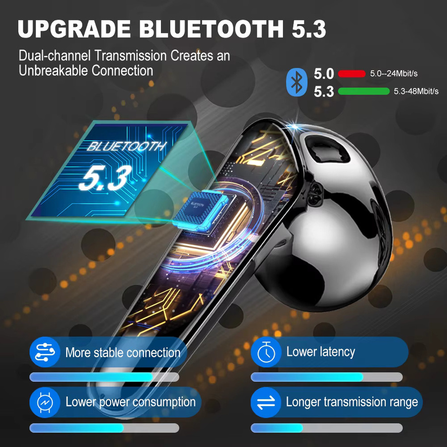 Btootos In-Ear Bluetooth 5.3 Kopfhörer in Schwarz mit HiFi-Stereo, 4 Mikrofonen und 40 Stunden Spielzeit - Bild 4