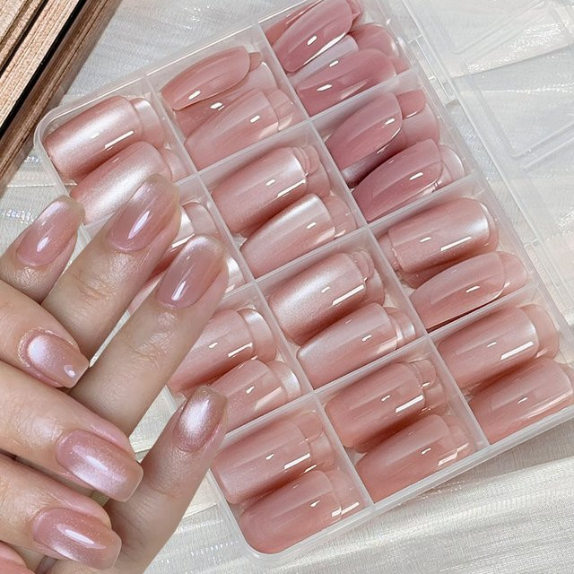 Künstliche Nagelspitzen Rosa Glitzernd, Quadratisch, 144 Stück, Damen - Bild 1