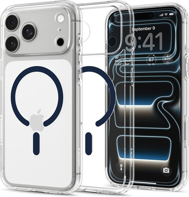 Spigen Ultra Hybrid MagSafe Schutzhülle für Apple iPhone 18 Pro und iPhone 17 Pro, Transparent Marineblau - Bild 1