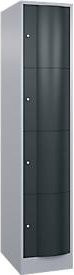 C+P Schließfachschrank Resisto mit 4 Fächern und Schloss, Weißaluminium/Anthrazitgrau, B/T/H: 39,6 x 64,0 x 195,0 cm - Bild 1