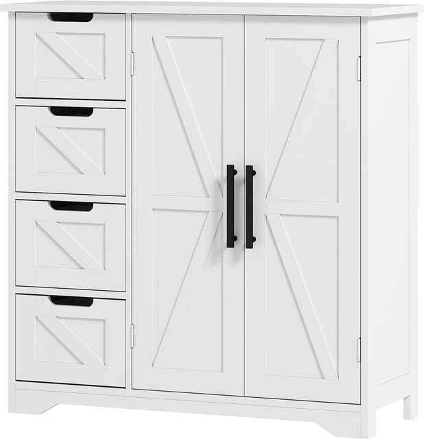 Aosom Badezimmerschrank mit 4 Schubladen und verstellbarem Regal in Weiß, B/T/H: 81,2 x 30 x 83,8 cm - Bild 1