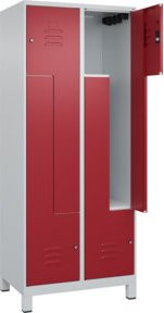 C+P Classic PLUS Z-Spind mit 4 Fächern und Zylinderschloss, Farbe Grau/Rot, B/T/H: 80 x 50 x 195 cm - Bild 1