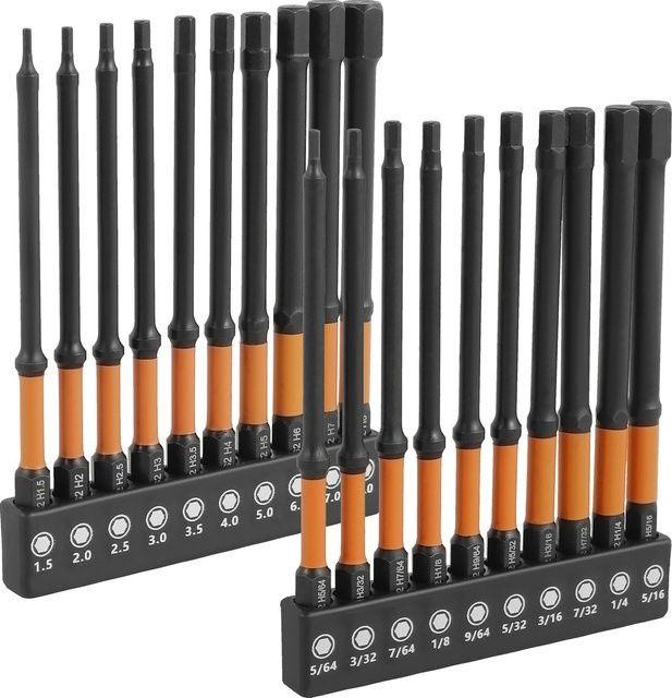 Toorise Magnetisches Inbusschlüssel Bohrer Set mit Hex Kopf Schraubendreher Bits in Schwarz, 10 oder 20 Stück, Metric & Imperial, 1/4 Zoll Hex Schaft - Bild 1