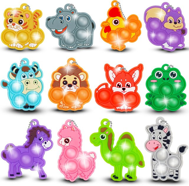 JK-ZMM Mini Bunte Tier Kamel Frosch Schafe Pop Zappeln Spielzeug, 12-teiliges Set - Bild 1