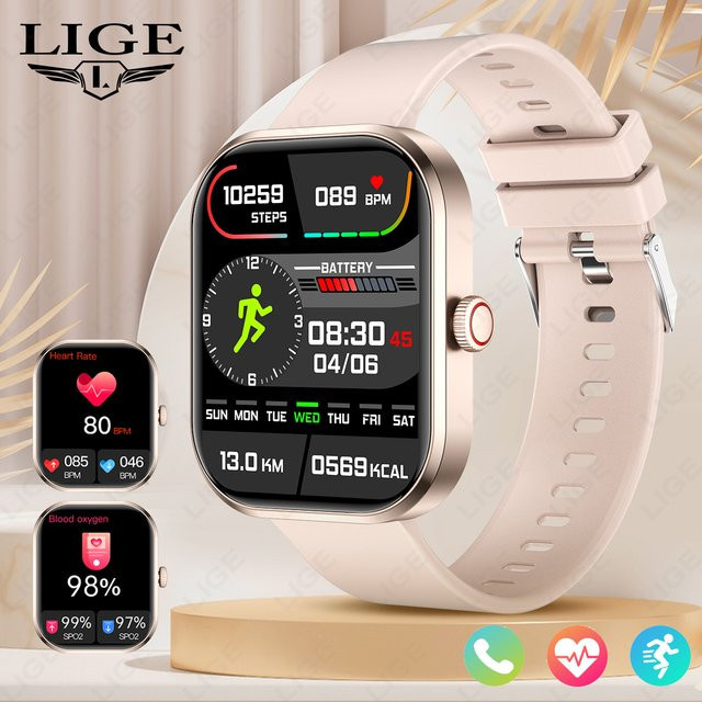 Lige Smartwatch, Damen, Schwarz, Silikon, Rechteckig - Bild 1