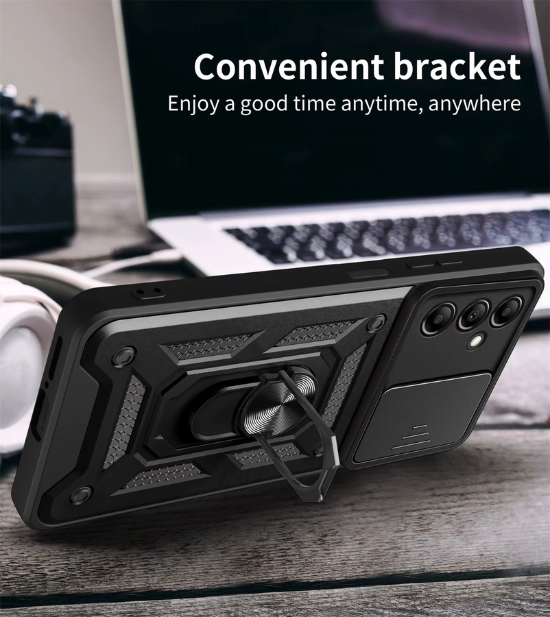 Samsung Galaxy A25 5G Magnetische Rückseite Schutzhülle mit Ringhalter und Kamera-Schutz in Schwarz - Bild 6