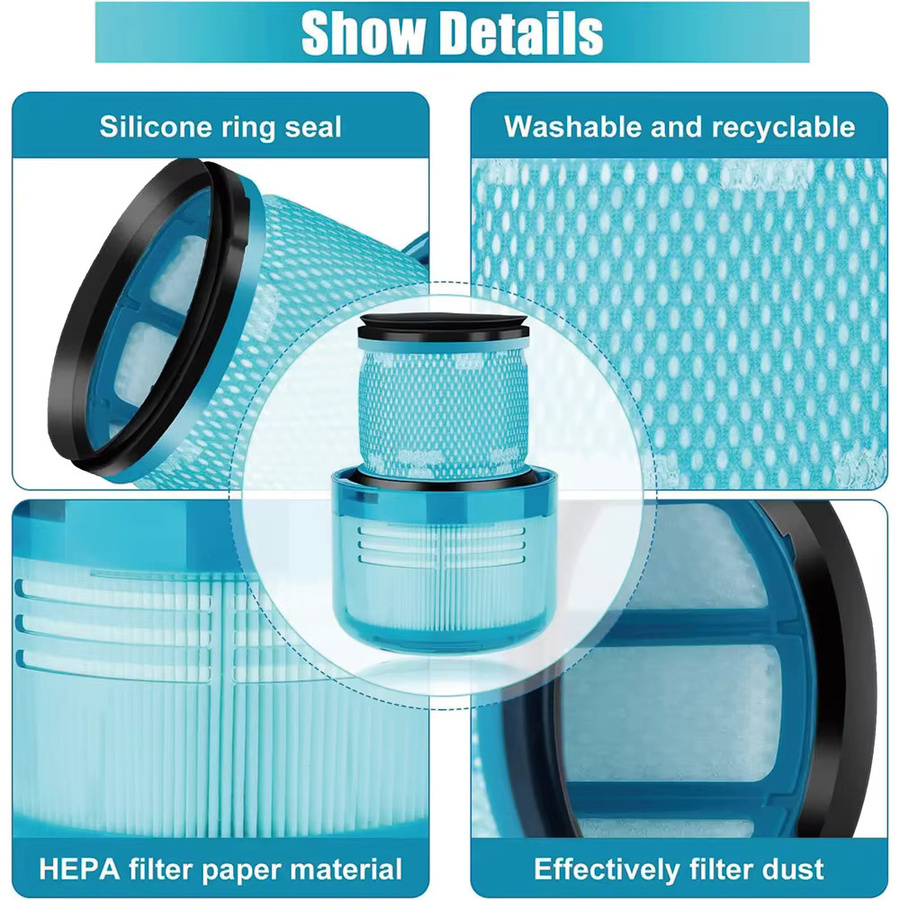 Dyson HEPA-Filter Ersatzteile für V11 und V15 Staubsauger, waschbar und wiederverwendbar, Farbe: Blau - Bild 4