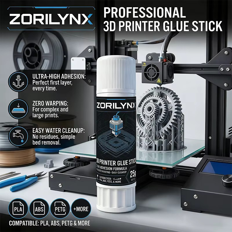 ZORILYNX 3D-Drucker Klebestift in Weiß für PLA ABS PETG TPU Filament zur Vermeidung von Verzug - Bild 2