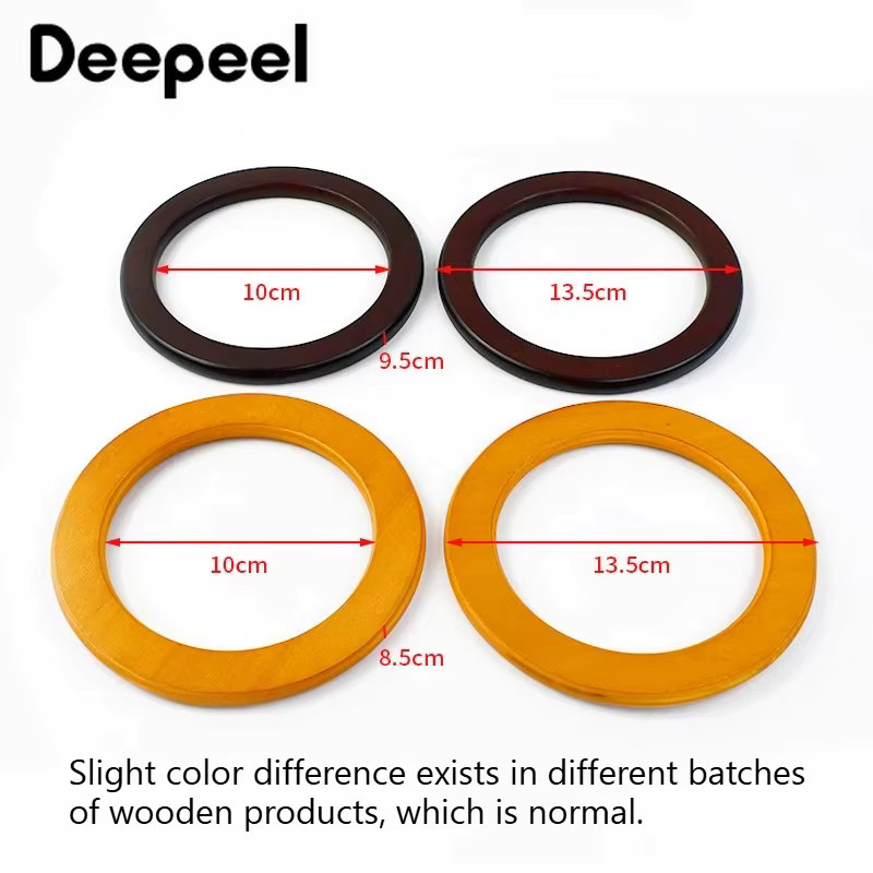 Deepeel Set aus 2 Stück natürlichen Holz-Taschengriffen mit O-Ring Rahmen als DIY Ersatzzubehör für Handtaschen und Geldbörsen - Bild 2