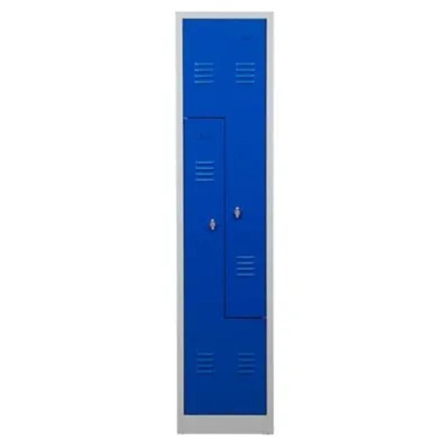 PROREGAL Garderobenspind Camel 2-Fächer-Z-Design in Grau-Blau mit Vorhängeschloss, H: 180 cm, B: 41 cm, T: 50 cm - Bild 2