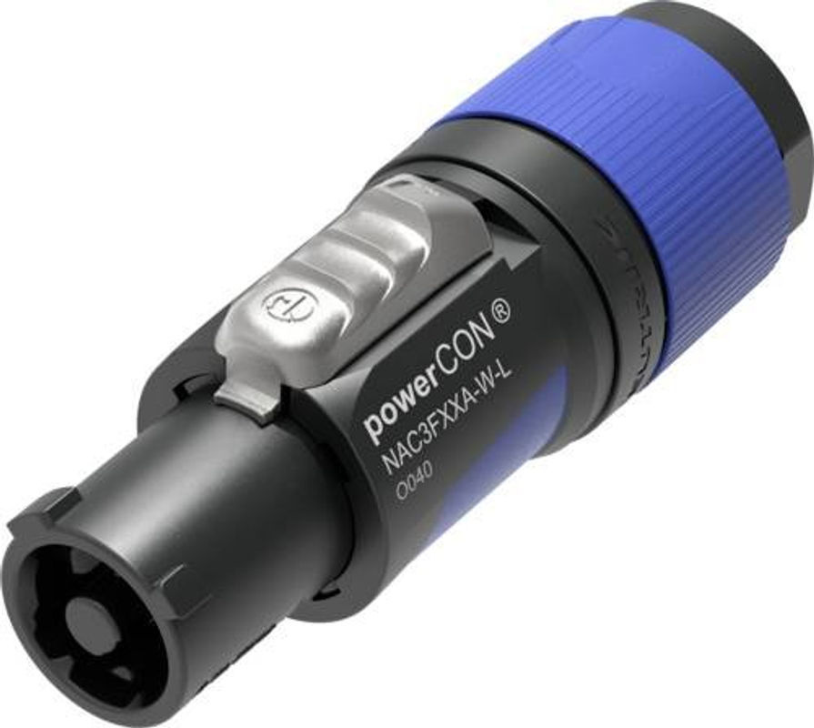 Neutrik powerCON Buchse NAC3FXXA-W-L Netz-Steckverbinder Blau, gerade, 2 + PE, 16A - Bild 2