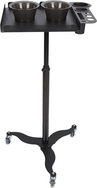 Aimo Salon-Tablett Wagen mit abnehmbarem Edelstahl-Tablett, 360 Grad drehbar und höhenverstellbar, Schwarz - Bild 1