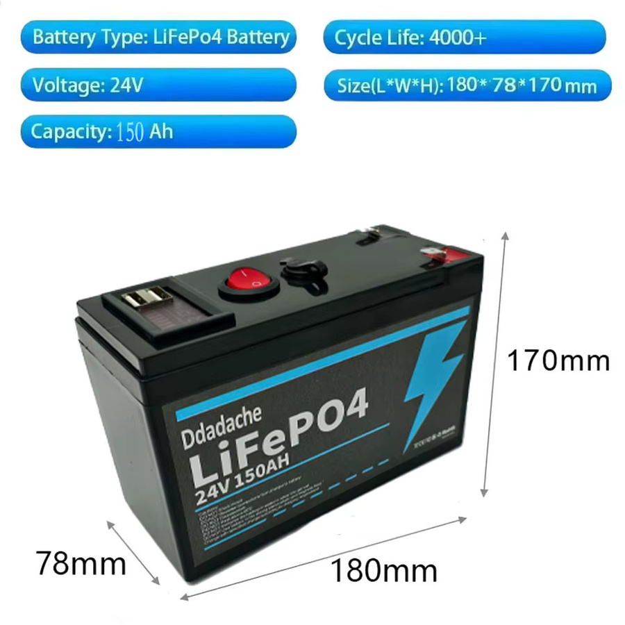 Wiederaufladbarer 24V 150Ah Lithium-Batteriepack aus 18650 Zellen in Schwarz inklusive 25,2V 2A Ladegerät für Solarenergie und Elektrofahrzeuge - Bild 5