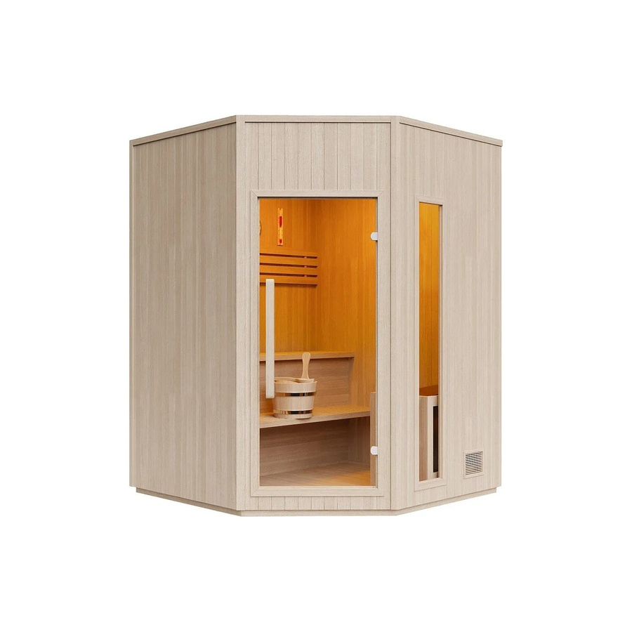 Vente-unique Finnische Sauna Kotka aus Kiefernholz in Naturfarben Hell, Breite: 180 cm, Höhe: 210 cm - Bild 2