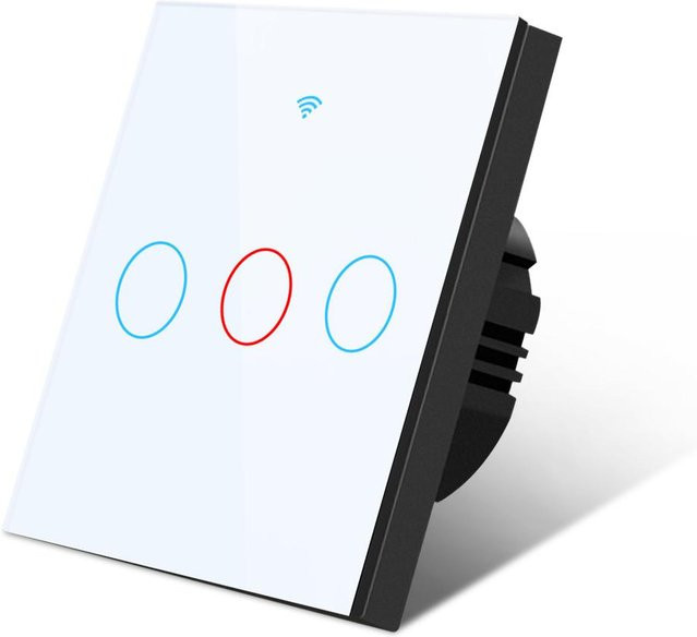 MALITAI Tuya Smart Life WLAN Wandschalter mit Touch-Bedienung und gehärteter Glasscheibe, 3 Gang, Weiß, kompatibel mit Alexa und Google Home - Bild 1