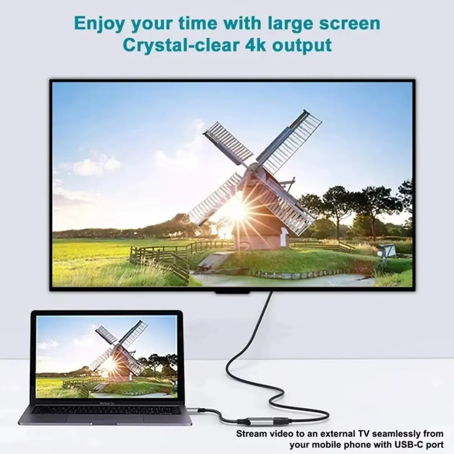 Kebidumei USB C zu HDMI Konverter Kabel für 4K 60Hz, USB 3.1 Adapter kompatibel mit MacBook, Chromebook, Samsung und Xiaomi - Bild 5