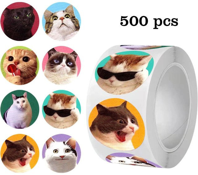 250 Stück Cartoon Meme Katzen Aufkleber von Binchi Outdoor Product in Mehrfarbig für Schulbelohnungen und Klassenzimmer Dekoration - Bild 1