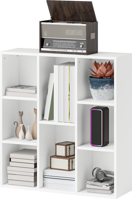 HOMCOM Bücherregal mit 8 Ebenen in Weiß, modernes Standregal für Wohnzimmer, Schlafzimmer, Büro und Küche - Bild 1