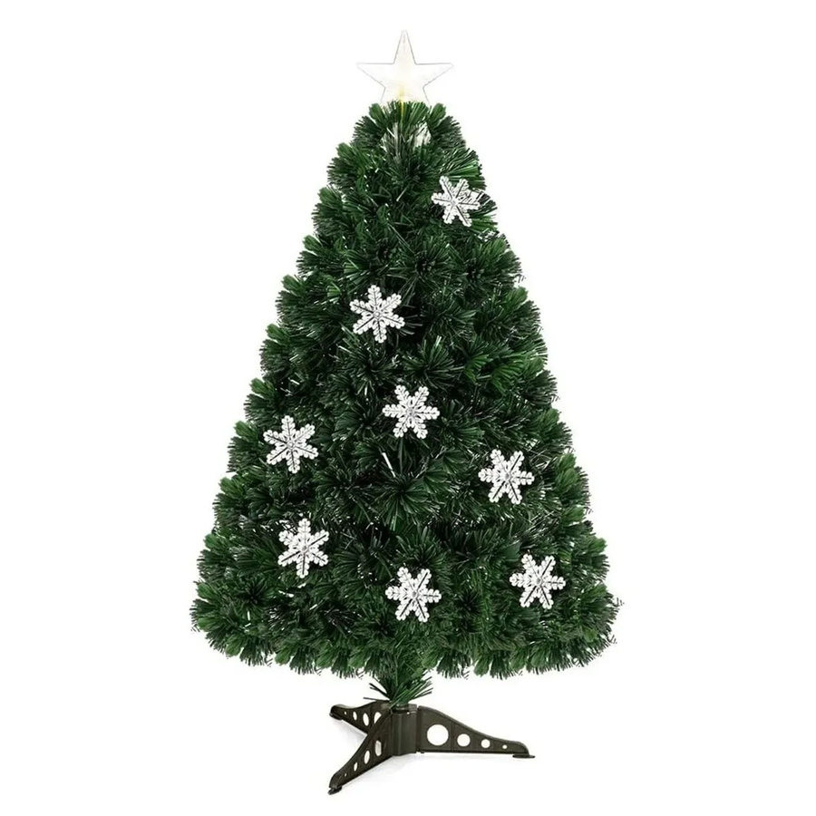Costway Weihnachtsbaum mit Glasfaser-Farbwechsler und Sternspitze, grün, Höhe: 90 cm - Bild 2