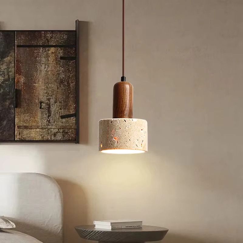 IISINUO Wabi-Sabi Naturstein-Pendelleuchte aus gelbem Travertin mit E14-Sockel - Bild 2